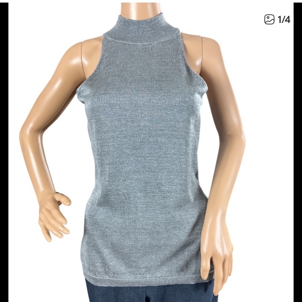 Tommy Bahama halter style top gray & silver metallic size medium, silk blend